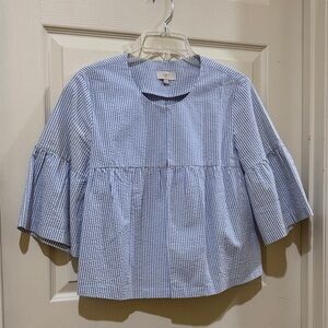 LOFT Outlet Seersucker Cropped Blouse